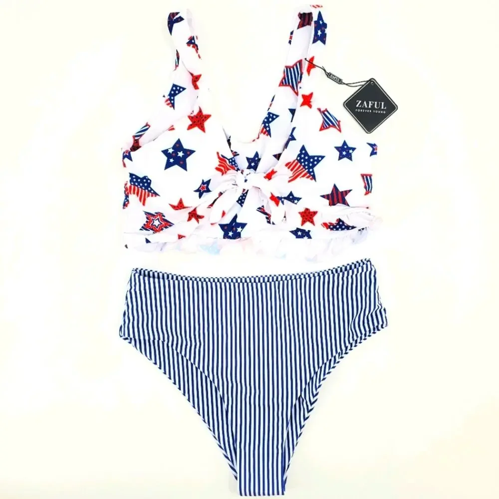 NWT Zaful Red, White & Blue Bikini size 8 - Picture 11 of 11